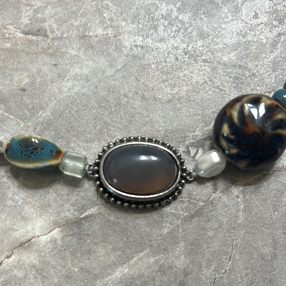 Free People Silver and Blue Bohemian Necklace - Picture 2 of 2